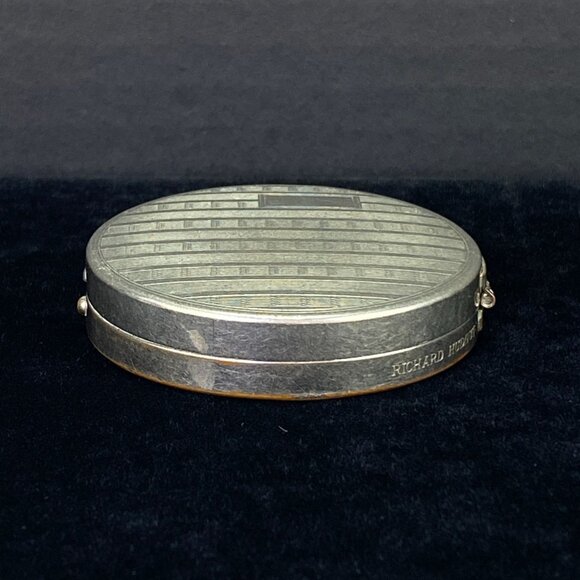 Vintage Richard Hudnut Loose Powder Compact Silver Tone Striped Art Deco Design - Picture 4 of 11